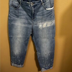 Women's Blue Embellished Jeans